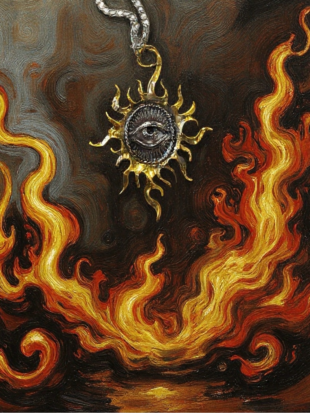 Metal Alloy and Stainless Steel All Seeing Eye with Artistic Sun Pendant - Picture 8 of 17